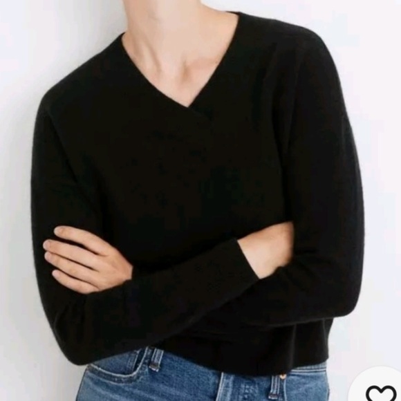 Madewell Responsible Cashmere V Neck Sweater True Black Small NWT - Picture 9 of 9